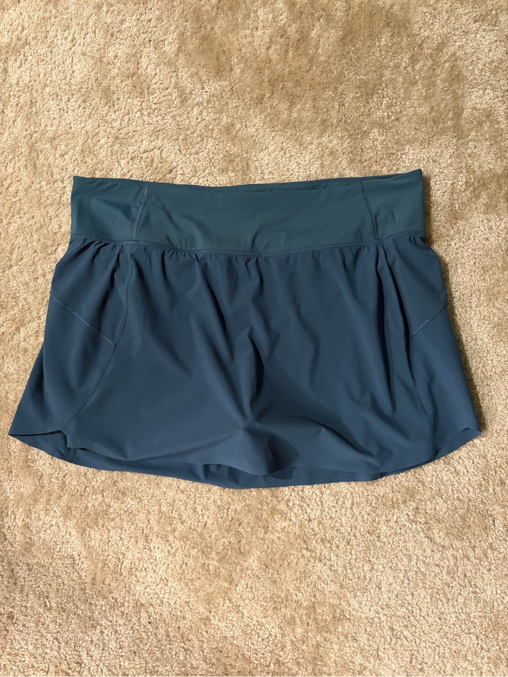 Athleta Run With It Skort Womens 3X Blue Teal Stretch Lined Zip Pocket